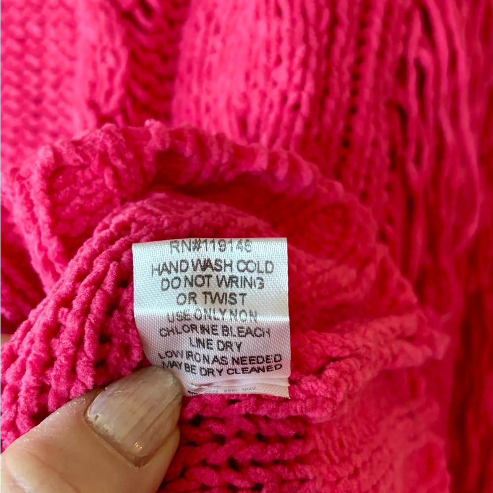 Jodifl Oversized Knit Fringe Sweater Fuchsia NWT Size S - Picture 5 of 8